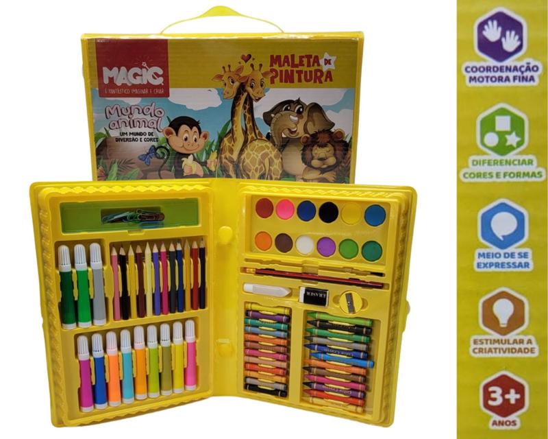 Kit Escolar Completo 86 Peças Maleta Pintura Colorido +3 anos